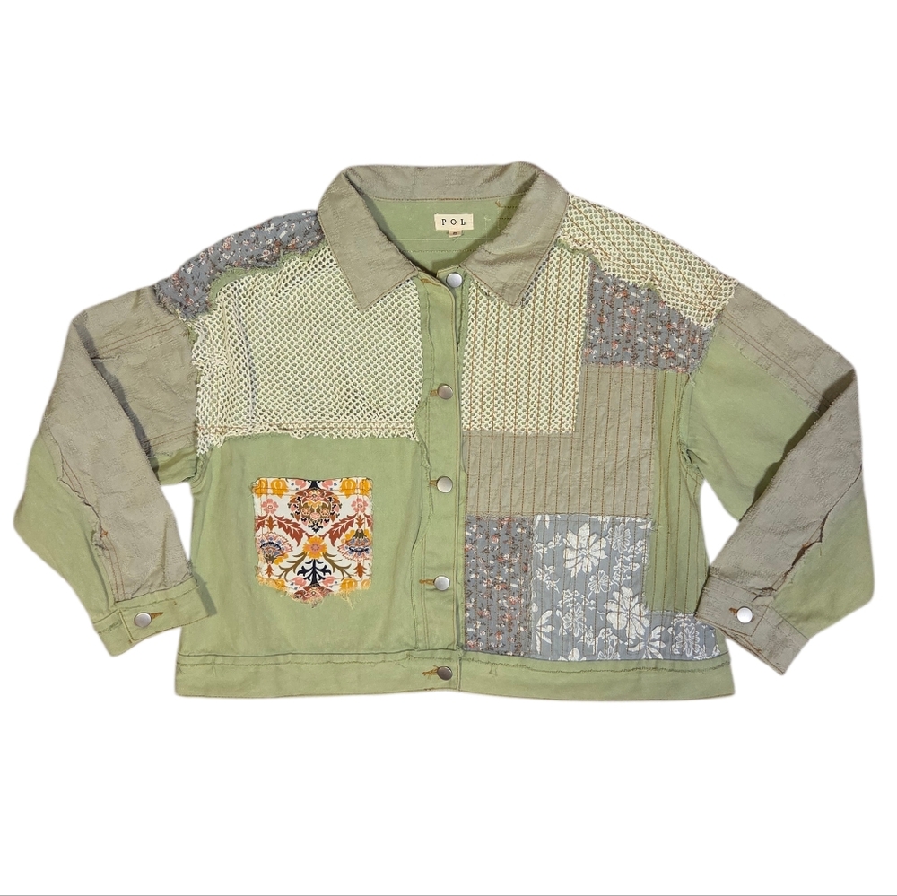 Pol Patchwork Mixed Prints Boho Twill Cotton Butt… - image 2